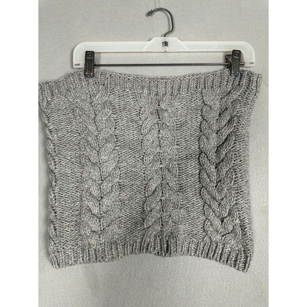 NEW Talbots Infinity Scarf Womens OS Cable Knit Cowl Neck Warmer Grey Wool Blend